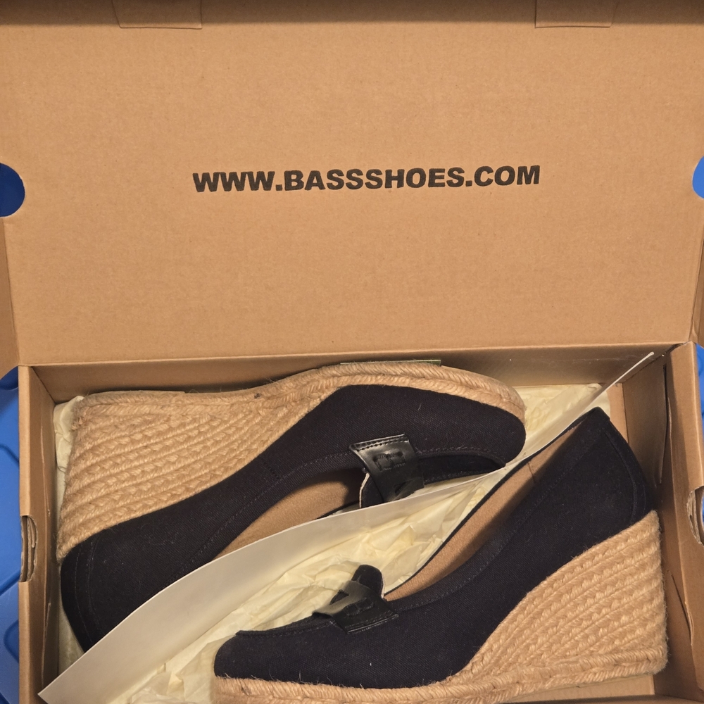 Bass Women's Navy Espadrille Wedge Loafers